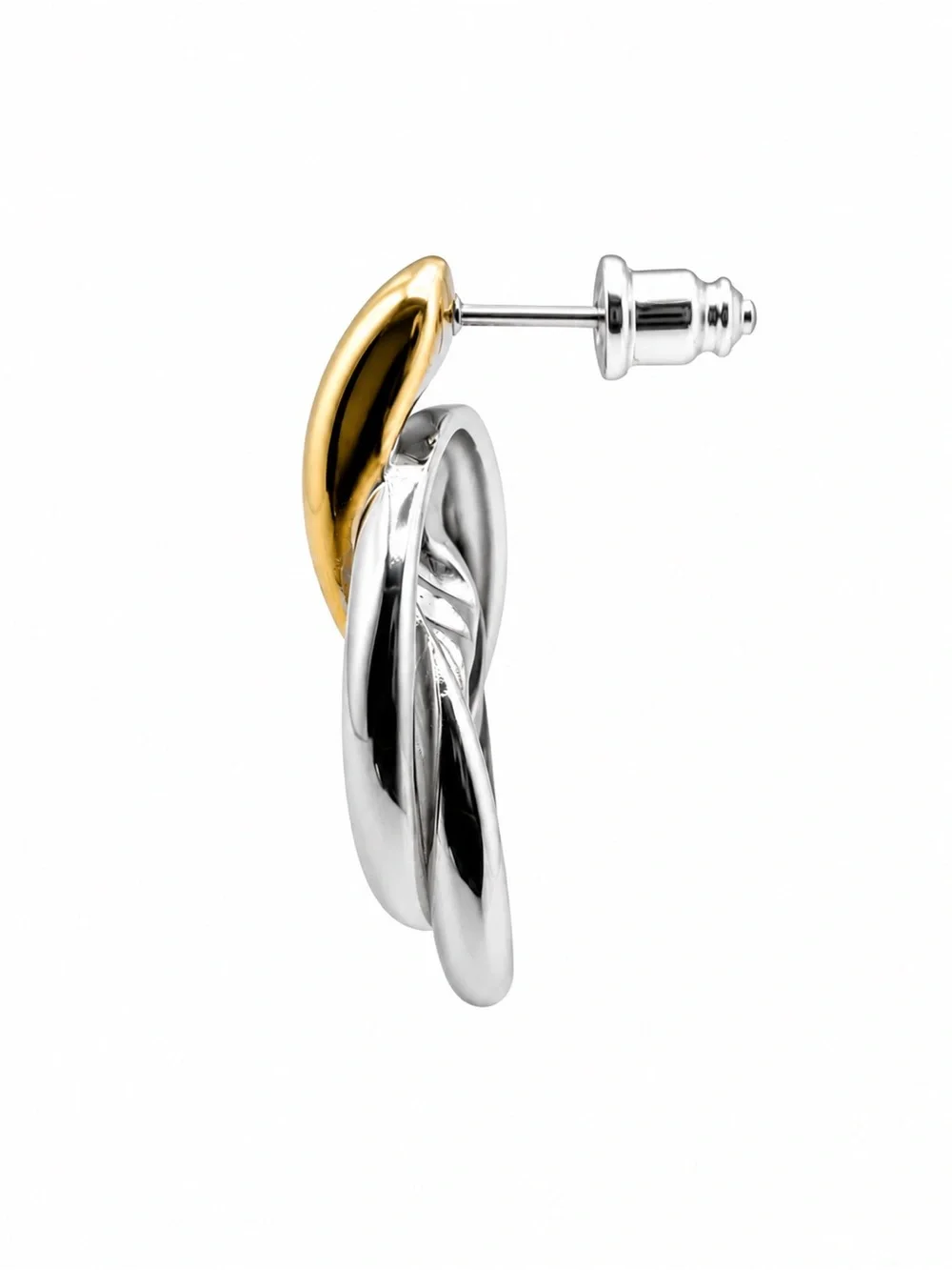 Gold and Silver Two-Tone Drop Earrings - Picture 2 of 2